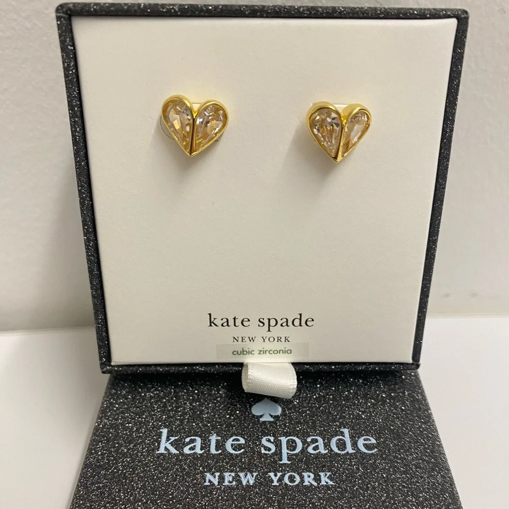♠️ kate spade ♠️ Rock Solid Crystal Heart Stud Earrings